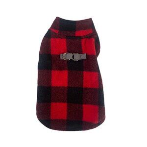 BeautyZoo Plaid & Simple Dog Jacket Small Red Black New Checker Fleece